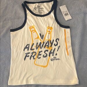 Corona Graphic Tank Top in White and Yellow